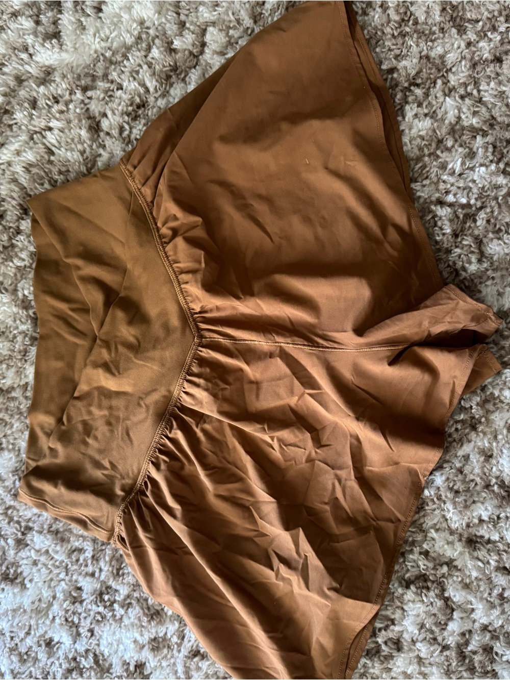 aerie Offline High-Rise Shorts in Caramel
